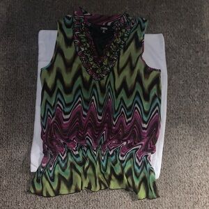 Emma & Michele Women's Zigzag Pattern Sleeveless Blouse
